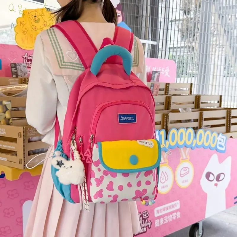 Cartoon Fashionable and Casual Women's Backpack Cute Cow Print Backpack Soft and Durable Fabric Backpack Suitable for Daily Use