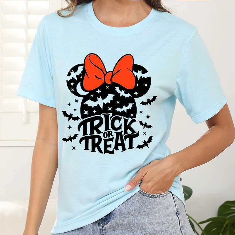 

New Woman Clothing Tees Cartoon Female Disney Printed Short Sleeve Tops T Shirt Y2k Custom Halloween Party Clothes Trends 2025