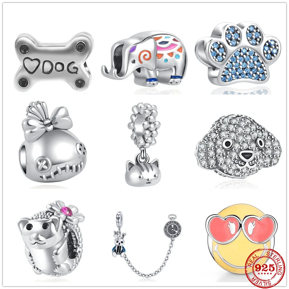 2023 New Elephant Dog Hedgehog Pendant Bead Fit Original Pendants Charms Silver 925 Bracelet Necklace DIY Trinket Jewelry