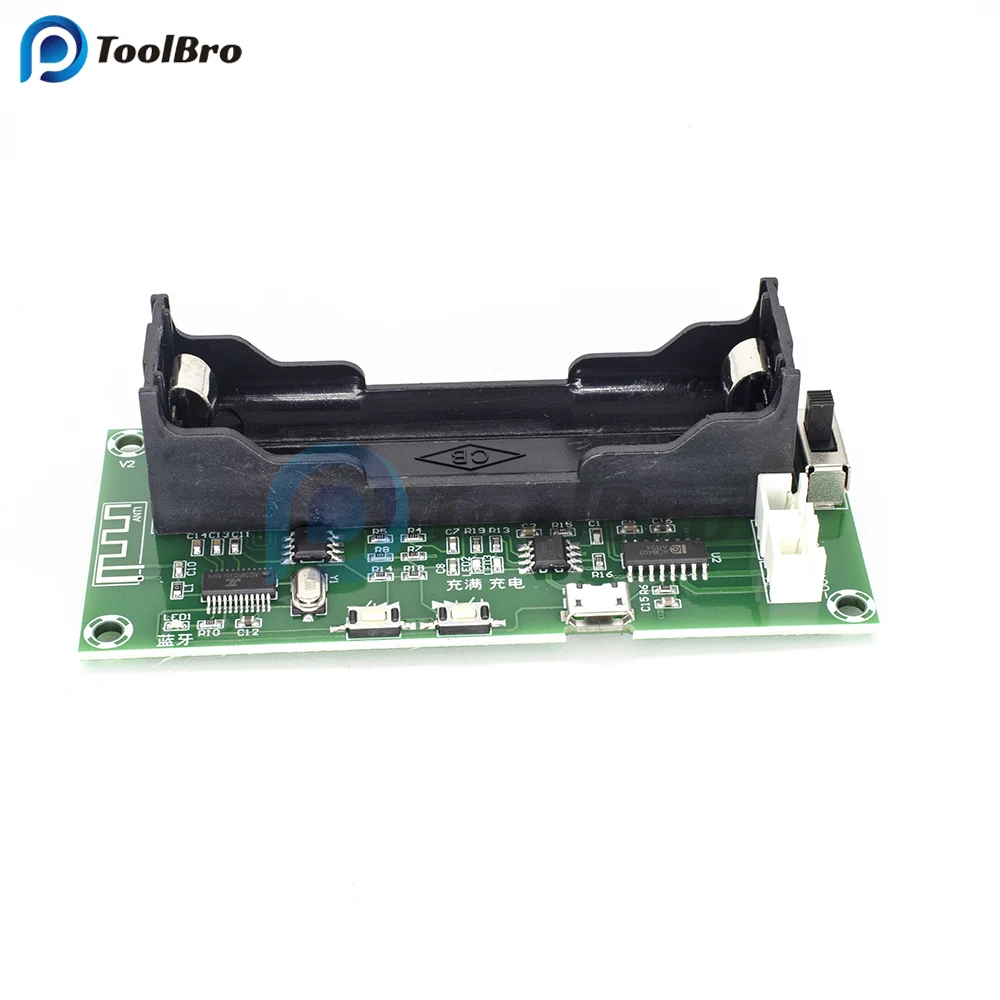 PAM8403 Bluetooth Power Amplifier Board DC 5V 3W*2 2.0 Channel Audio AMP with 18650 Battery Case for Speakers