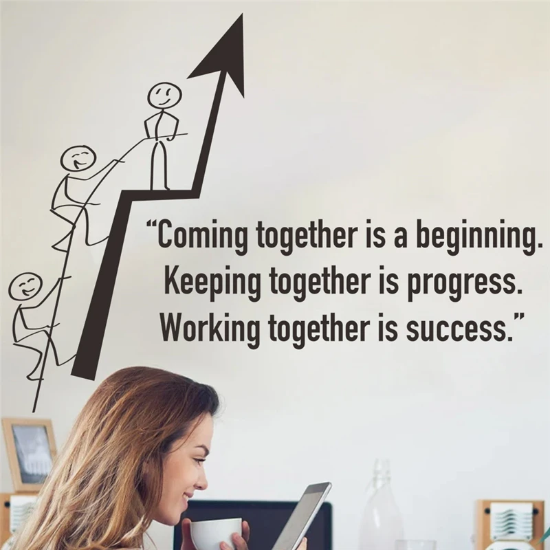 Teamwork Quotes Wall Sticker Inspirational Slogan Graphic Posters Company Office Decoration Working Space Pvc Decals