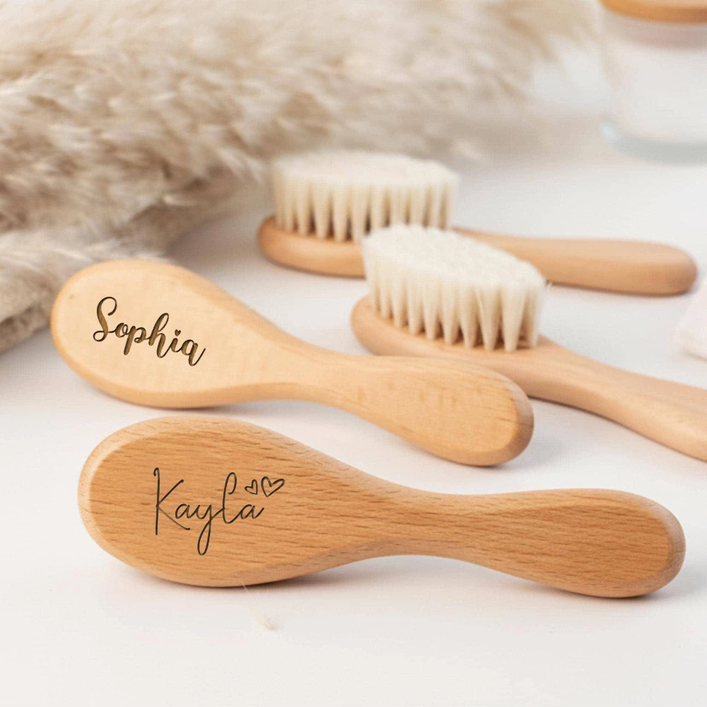 

Personalized Baby Wooden Hairbrushes Birth/Baptism/Birthday Babies Gift Engrave Infant Name Newborn Hair Brush Baby Shower Gift