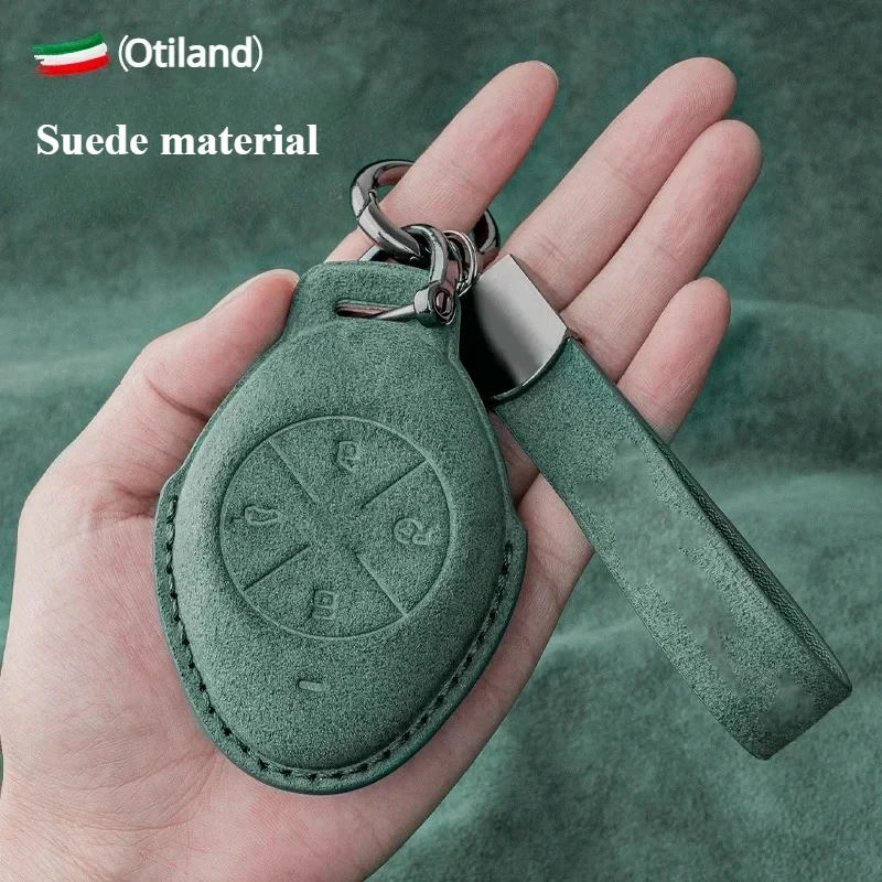 For Xpeng P5/P7/G9/P7i/G3 Car Key Case - Luxury Suede Key Case Set Accessories Car Key Fob Protection