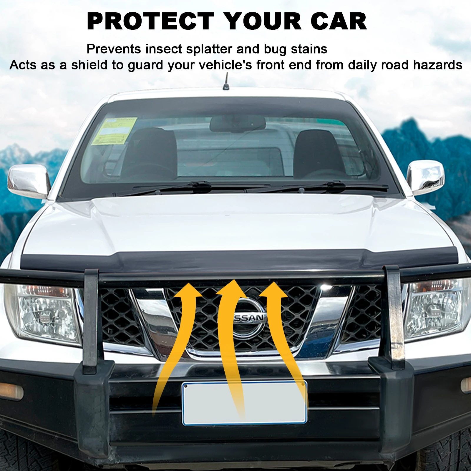 Dark Black Bonnet Guard Hood Deflector For Nissan Navara D40 2006 2007 2008 2009 Front Bug Shield protector Car Accessories