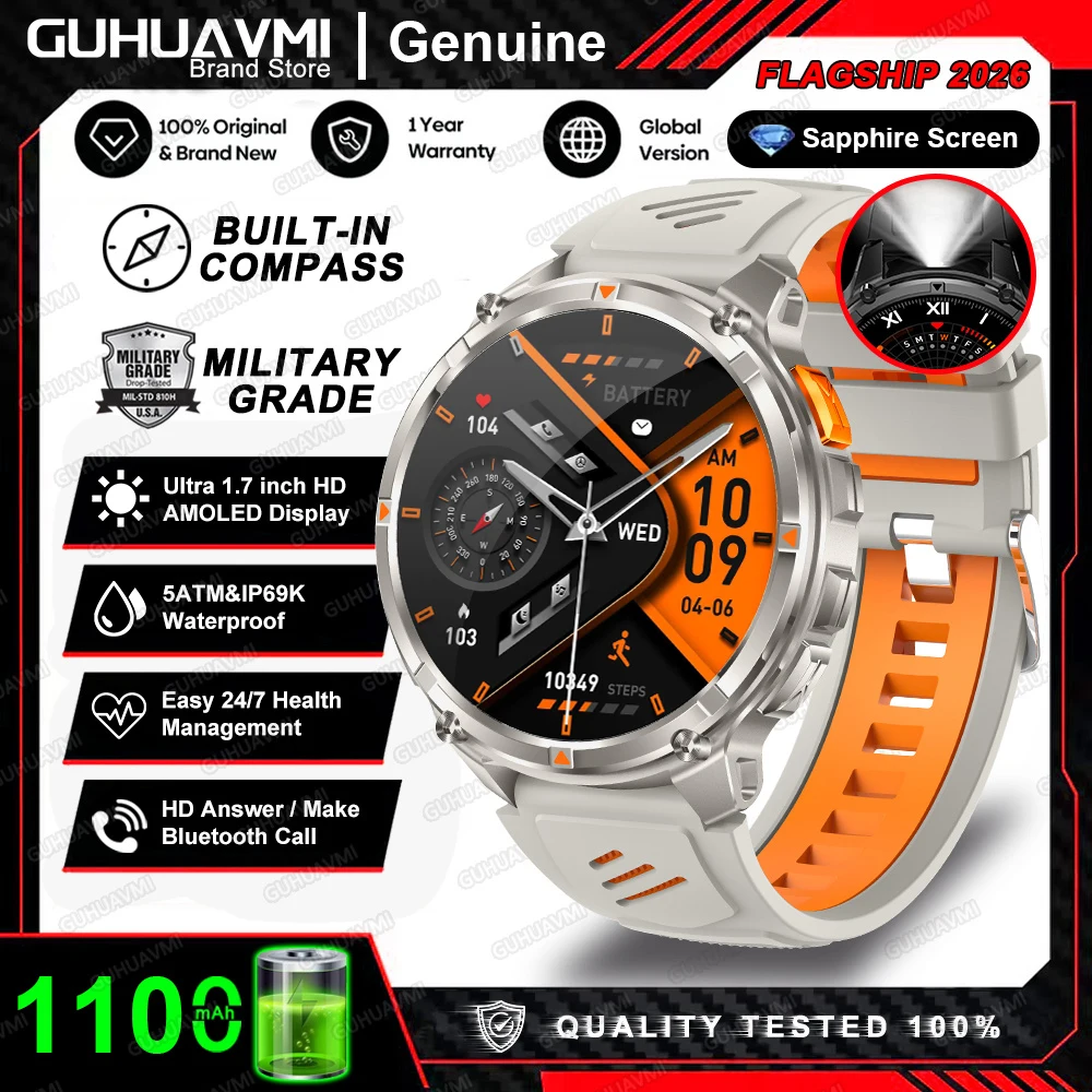 2026 Nieuwe T-Rex3 Pro 1100mAh Batterij Smart Watch GPS-pad 5ATM Waterdicht Sport Run tracker Buiten Kompas Militaire Smartwatch