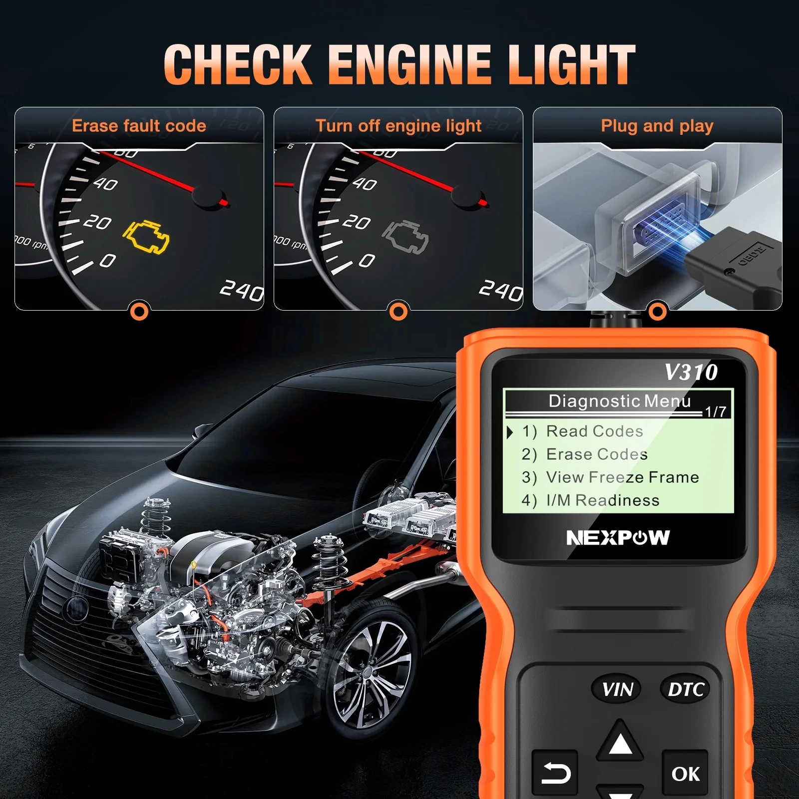 الماسح الضوئي Obd2 - قارئ رمز مطور لجميع السيارات منذ عام 1996، يعمل بمنفذ USB، أداة تشخيص خطأ المحرك #6