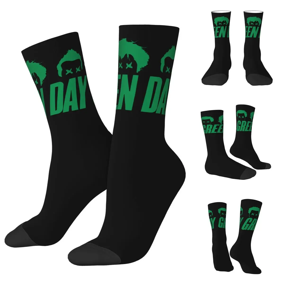 High elasticity polyester fiber 3D printing cosy Unisex Windproof Green Day Rock Band Interesting Four Seasons Socks