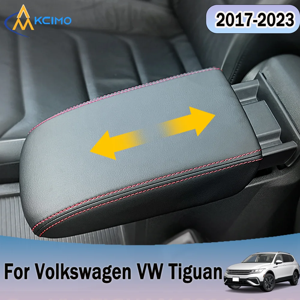 

For Volkswagen VW Tiguan 2023 Accessories 2017-2022 MK2 Auto Central Control Armrest Box Cover Faux Leather Pad Anti-Scratch