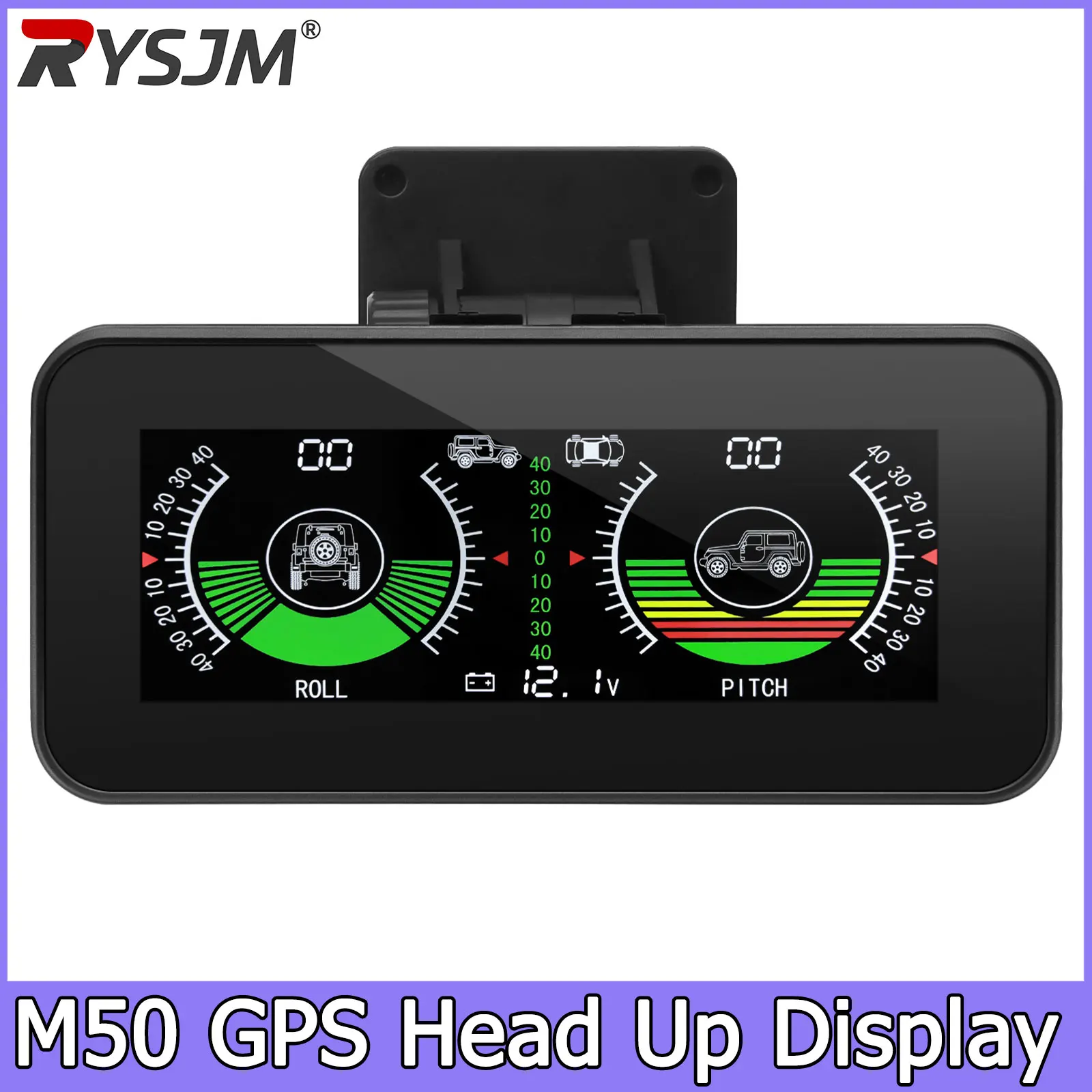  M50 Slope Meter Car Head Up Display Tilt Roll Pitch Angle Digital Speed Inclinometer Compass on-board Computer Off-road 4X4