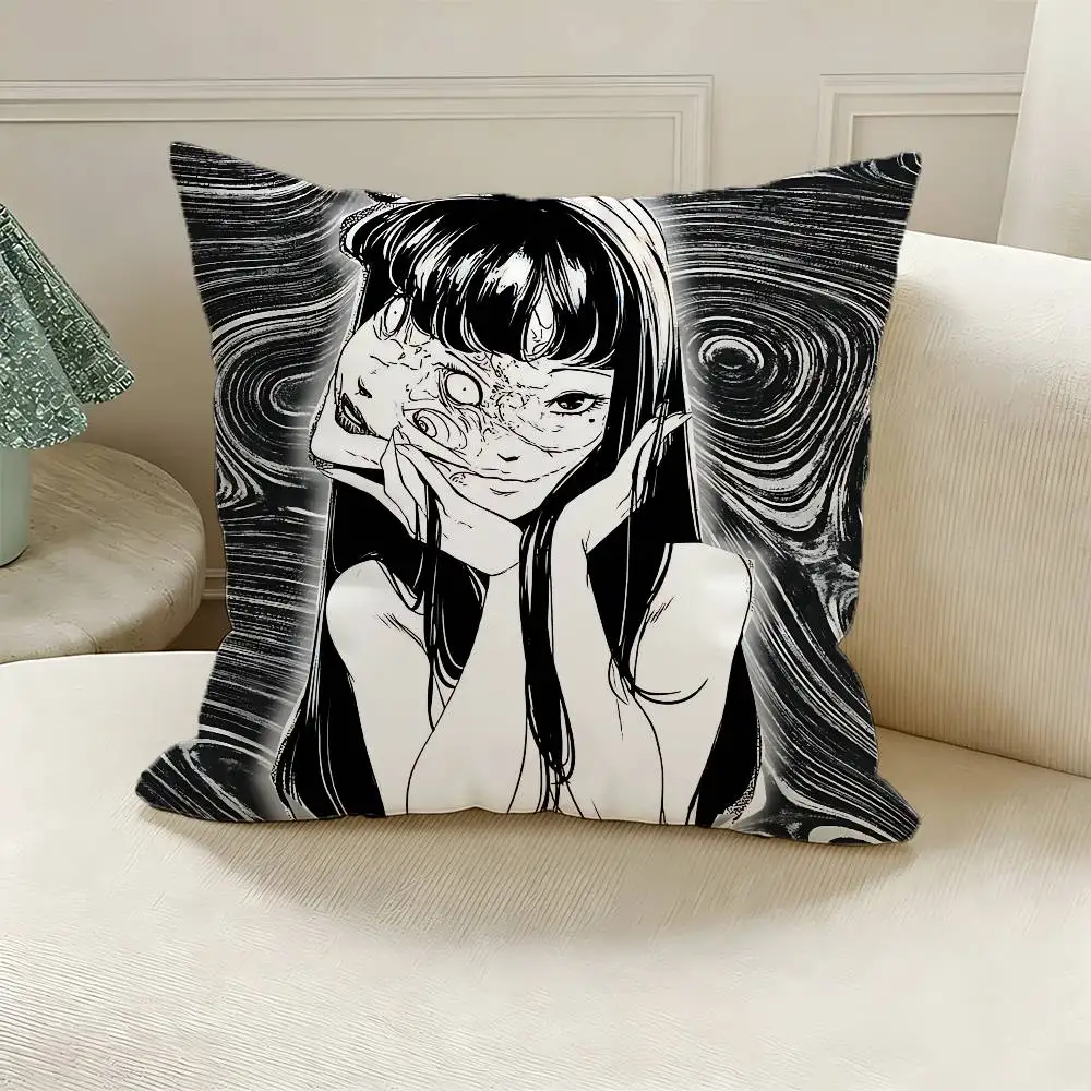 J-Junji Ito M-manga Polyester Printed Pillow Cover Square 30 35 40 45 50 55 cm Soft for Sofa Bed Car Home Decor
