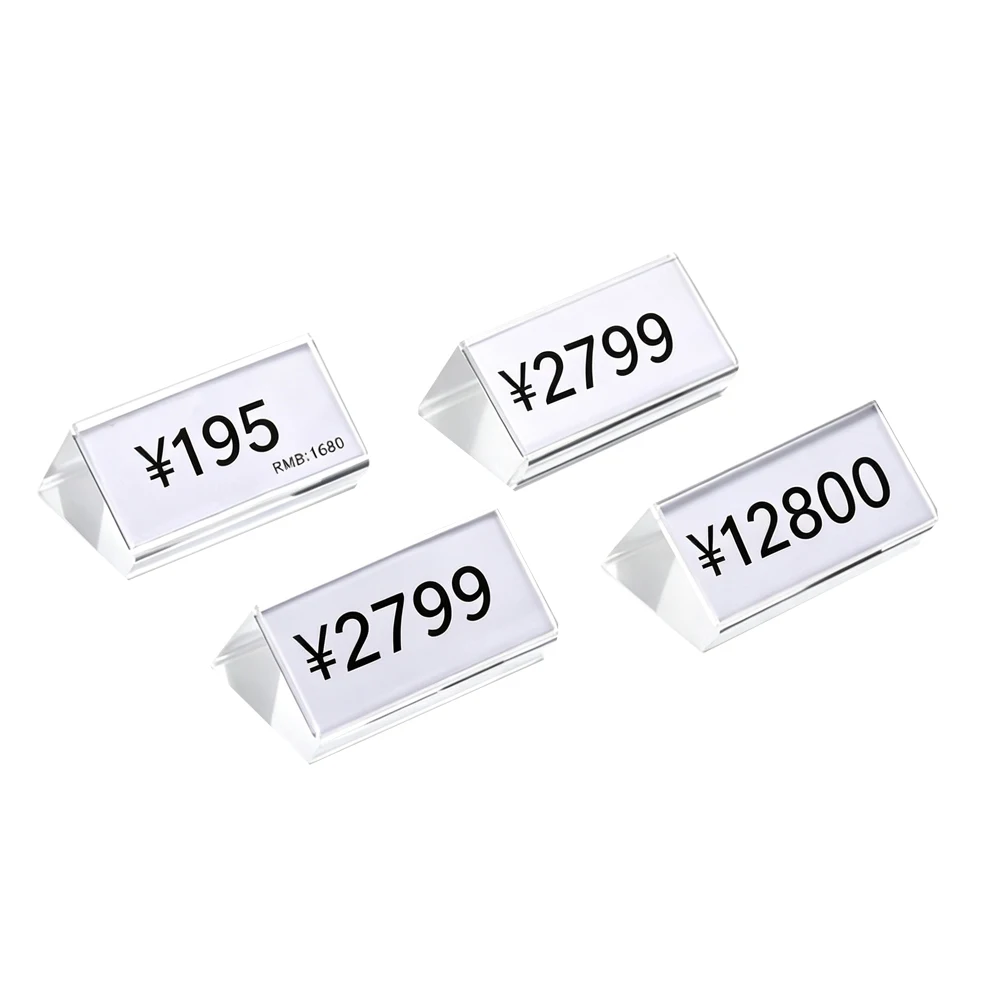 5PCS 50x25mm Mini Slanted Clear Acrylic Price Tag Holder Display Stands Small Table Plastic Price