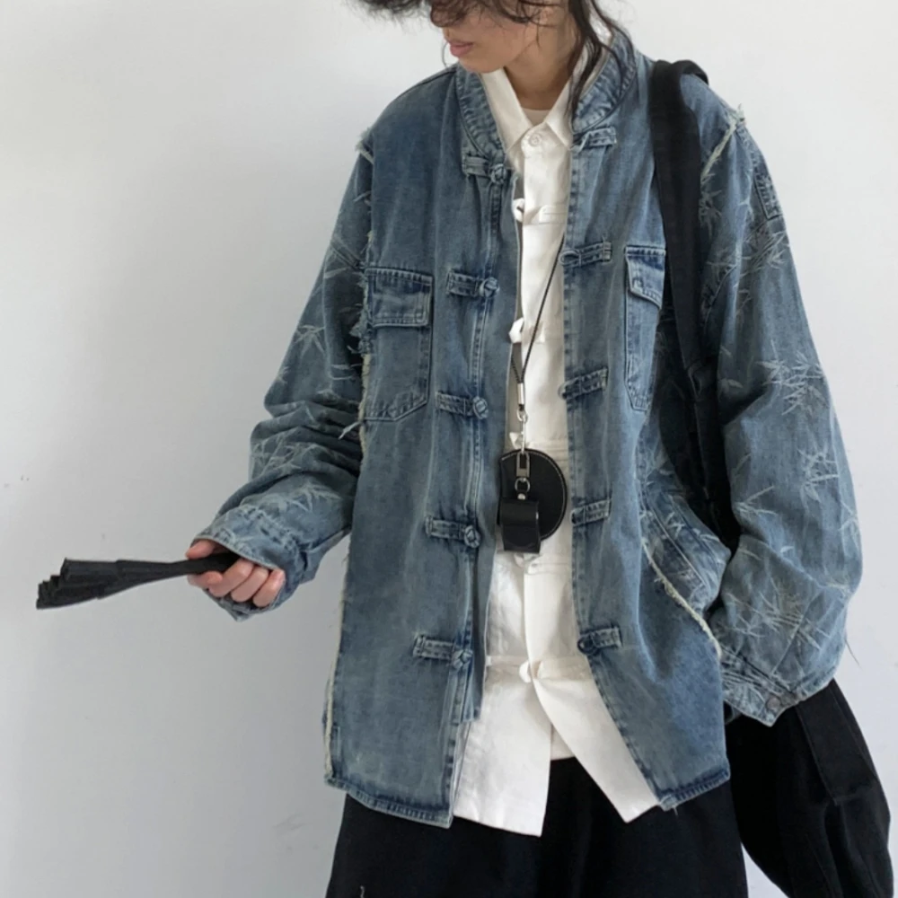 High Quality American Vintage Raw Edge Stitching Denim Jacket Men Women Clothing Korean Fashion Couple Coat Hip Hop Jacket