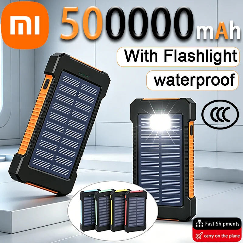 

Портативный внешний аккумулятор Xiaomi 500000 мАч на солнечной энергии с большой емкостью и сверхбыстрой зарядкой для iPhone, Samsung, Huawei