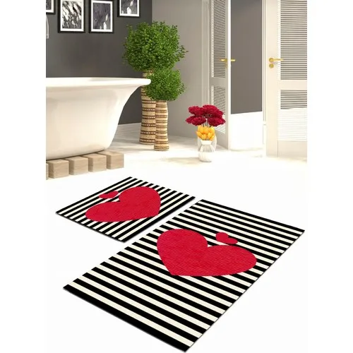 Ardizayn Heart Pattern Anti-Slip, Not Peel Leather Outsole 2'li Toilet Seat Pad