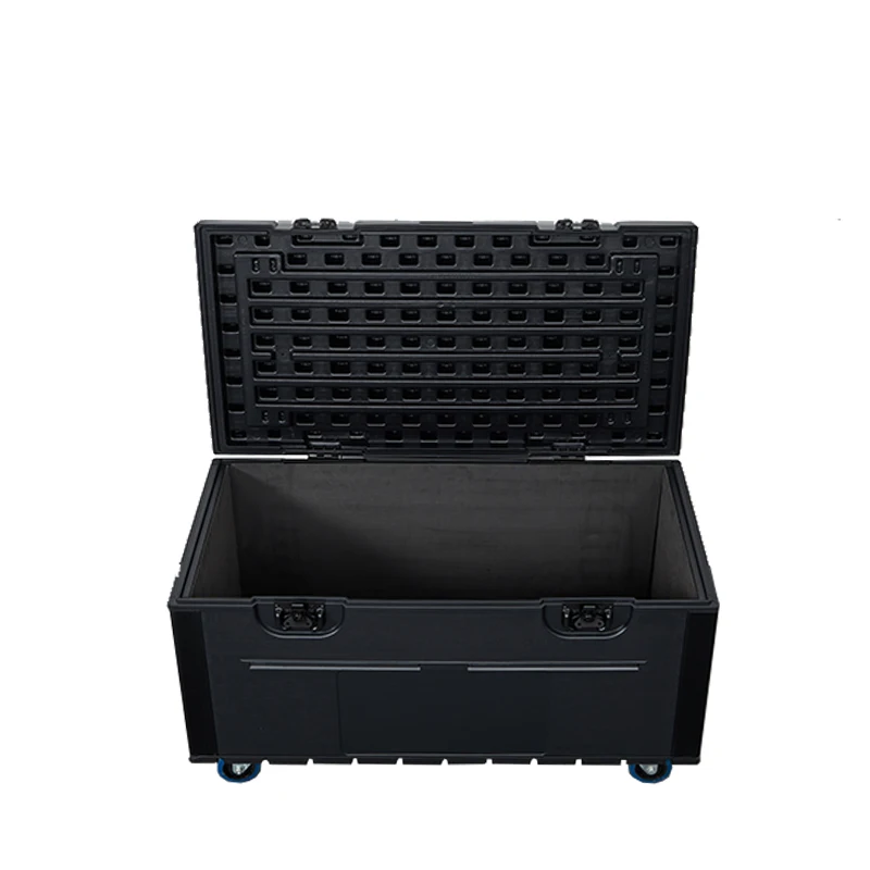 Customized Lightweight HDPE Detachable Flight Case Stage Cable Box Rack Case Shockproof Double Support with Wheels Stackable