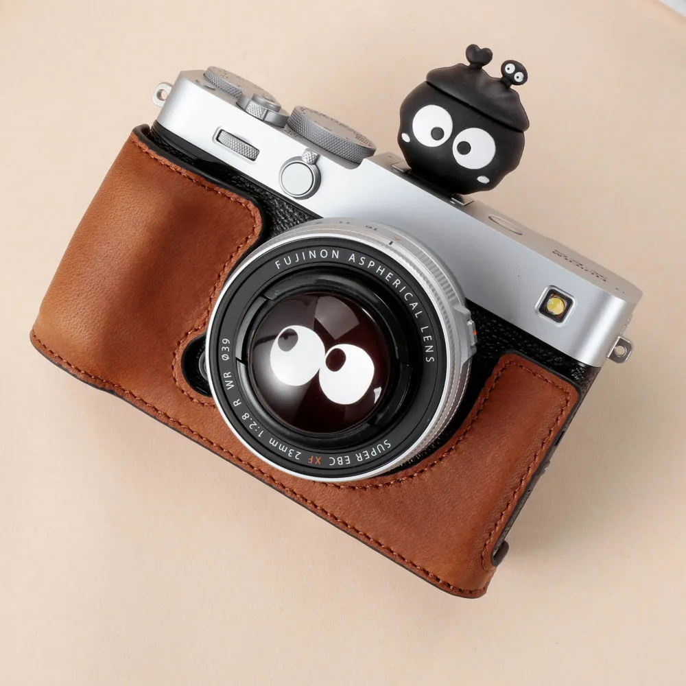 Kameratasche aus echtem Leder, halber Körper, Rindsleder, für FujiFilm XE5