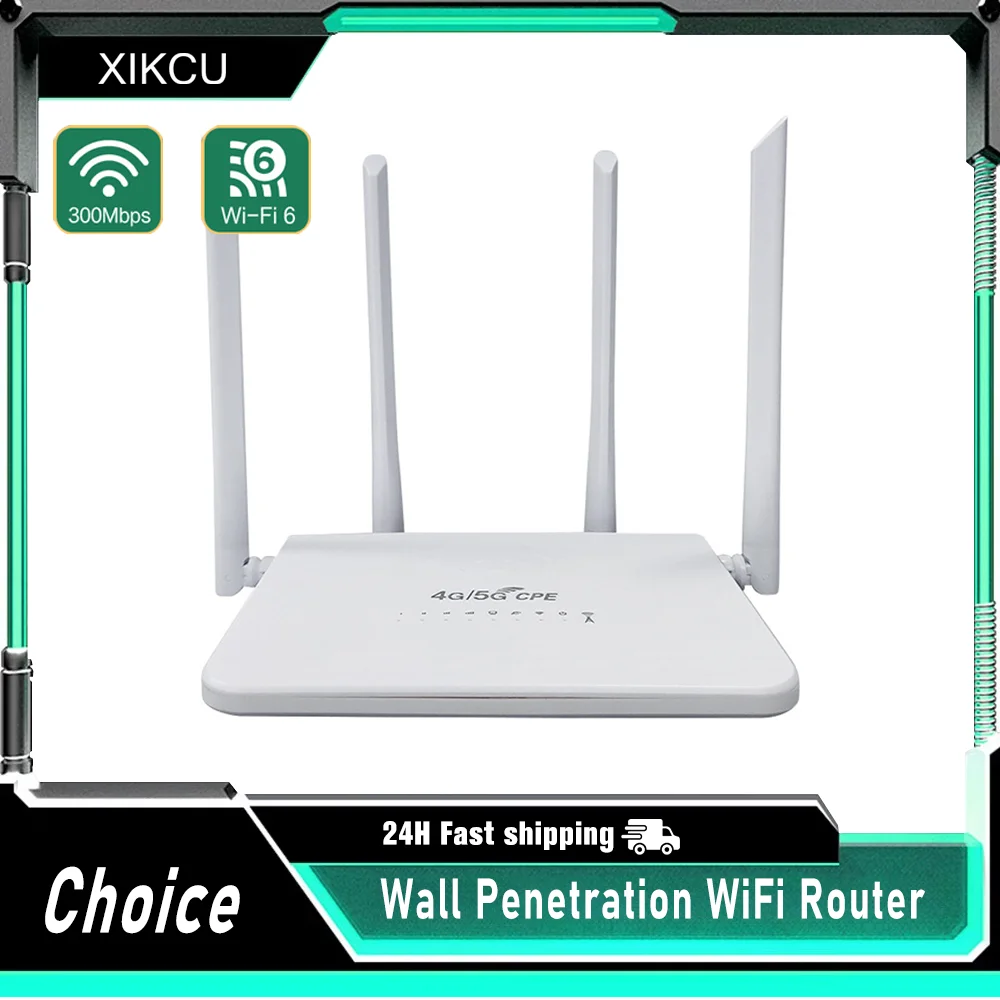 

4G LTE Wireless WiFi 6 Efficient Wall Penetration Router 2.4GHz 300Mbps WiFi Router Repeater With Antenna With Sim Card Slot