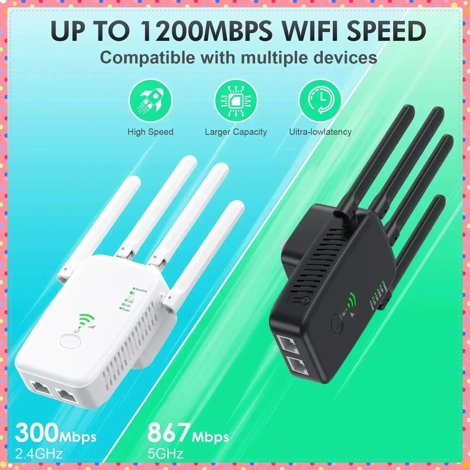 

2026 New 1200Mbps wireless router WiFi repeater,2.4G 5G WiFi signal amplifier, WiFi booster, extended router for home office use