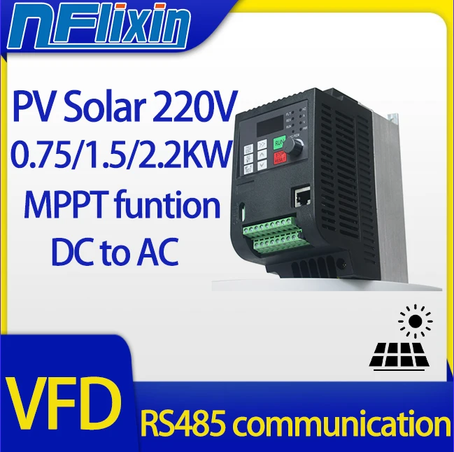 

VFD 220V 1.5/2.2/4/5.5/7.5KW Solar Variable Frequency Drive Water Pump Drive Inverter Converter for 3 Phase Motor Speed Control