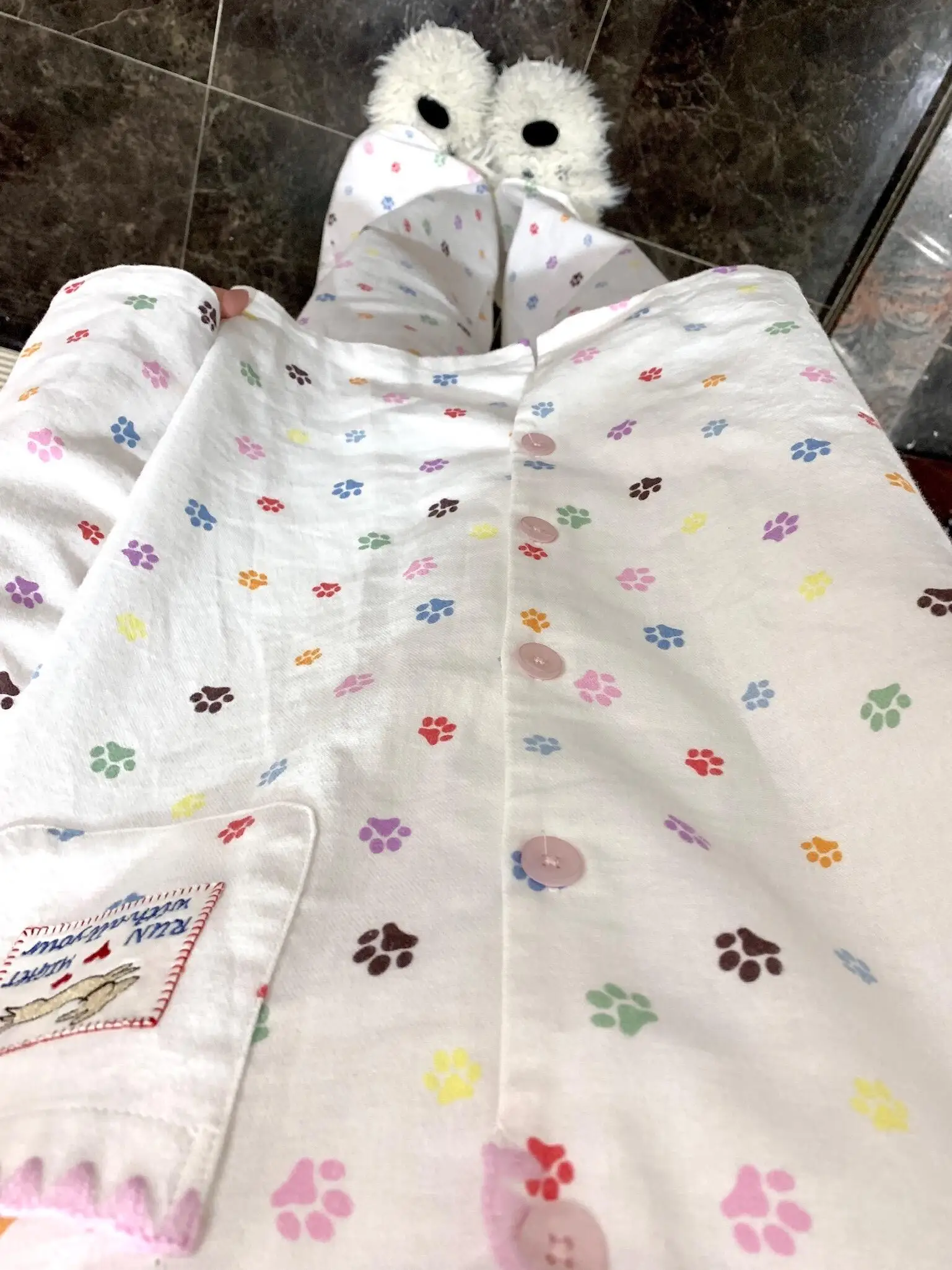 chawang-2025-new-claw-print-long-sleeve-sleepwear-cartoon-summer-pure-cotton-flocking-outdoor-wearable-home-clothes-set