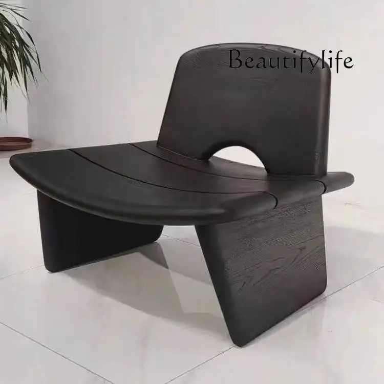 

Nordic light luxury solid wood sofa chair designer creative niche hotel B & B living room leisure single