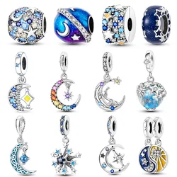 925 argento Pated Star & Moon Charms Beads Fit braccialetto Pandora originale che fa gioielli Pandants