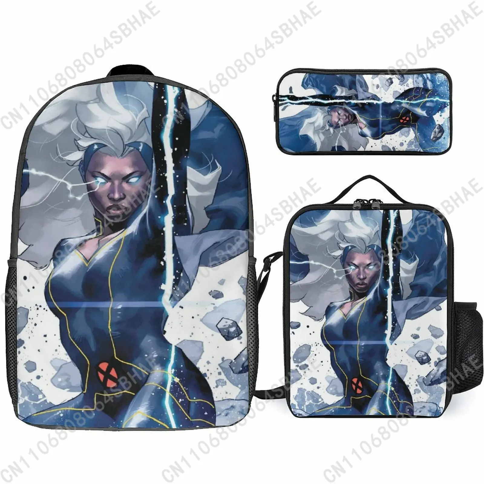 

Marvel Storm School Backpack For Teen Middle High School Students 3Pcs Bookbag Lunch Tote Bag Pencil Pouch Cosplay