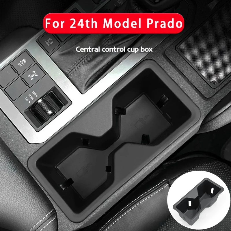 

For Toyota Prado LC250 2024 Center Console Water Cup Storage Box Black Auto Armrest Storage Box Car Interior Accessories