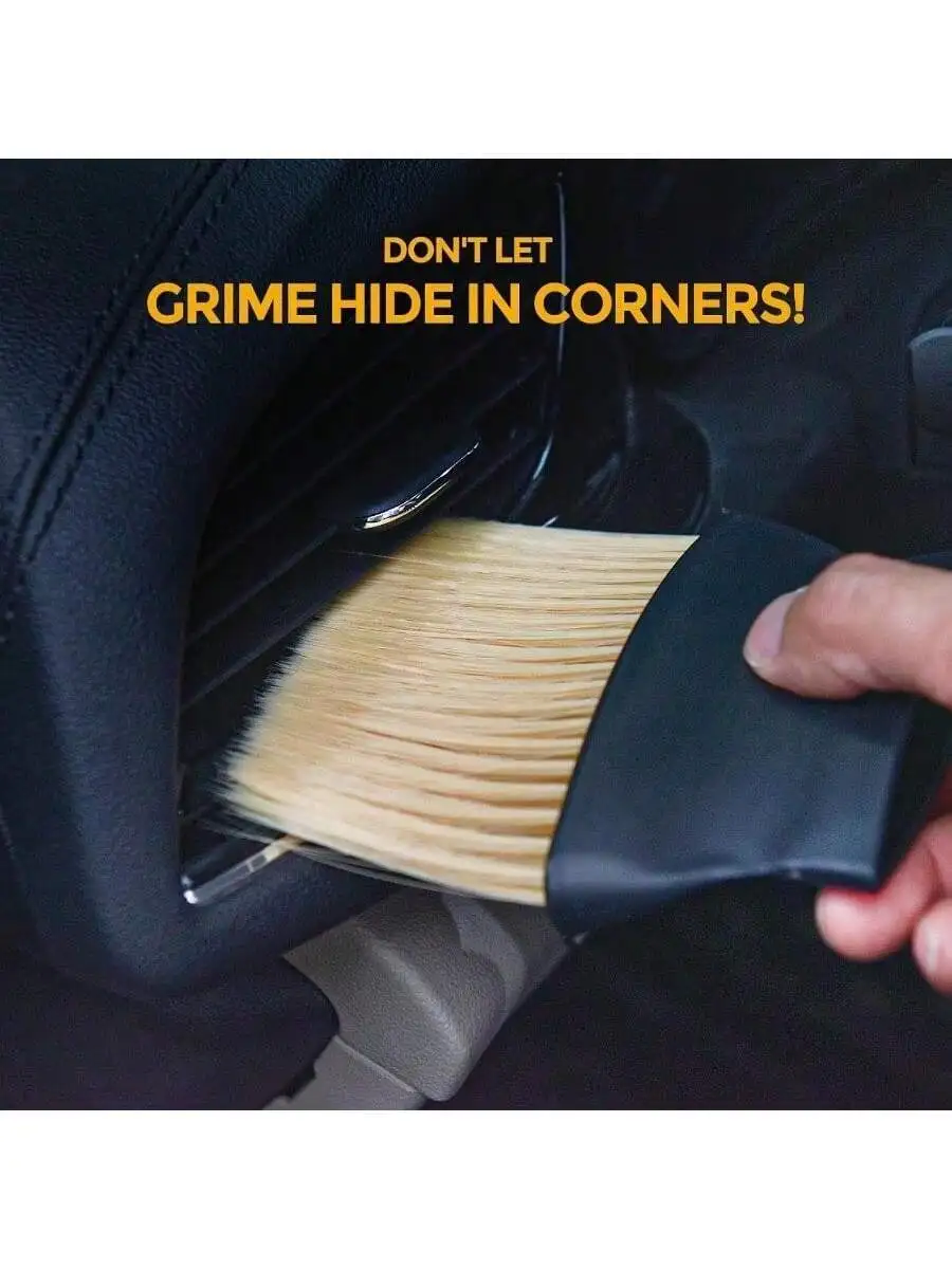 Car Interior Cleaning Brush With Soft Bristles For Dashboard Vent And Corner Detailing