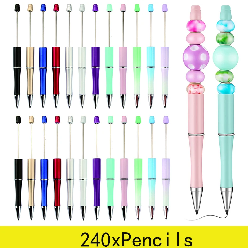 

240Pcs Beaded Pencil No Ink Beadable Pencil Pen School Supplies Stationery Technology Pencils No Need To Sharpen