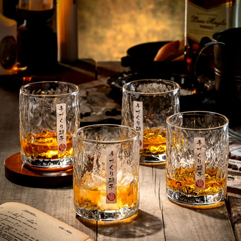 High-End Whiskey Shot Glass High-End Ins Style Classical Crystal Glass Hammered Water Cup Home Beer Mugs