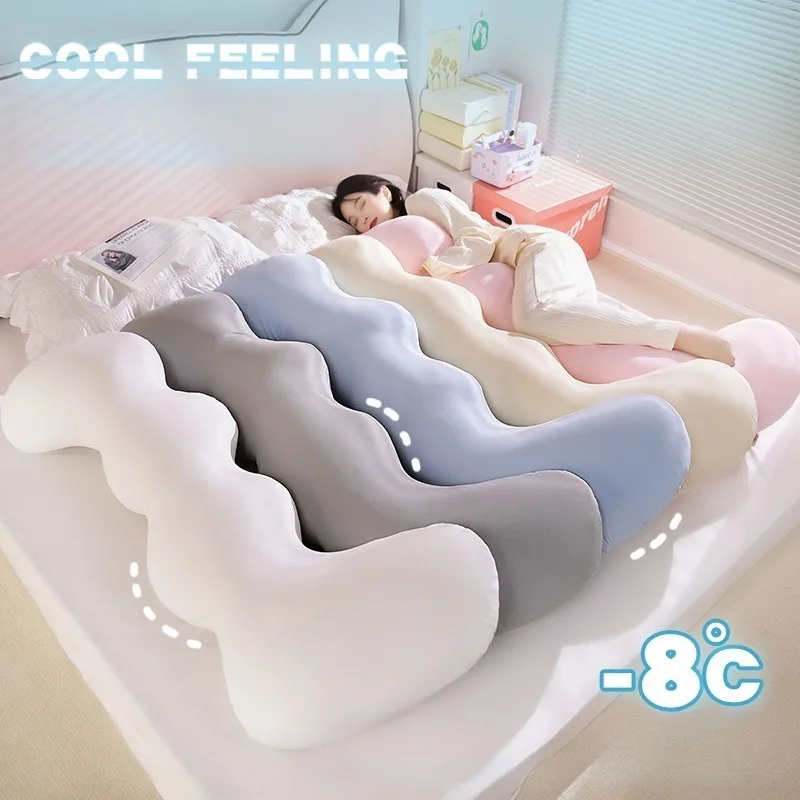 Summer Cool Long Bar Pillow for Girls Sleeping Pillow Upper Side Sleep Leg Clamp Artifact Living Room Sofa Ice Silk Pillow