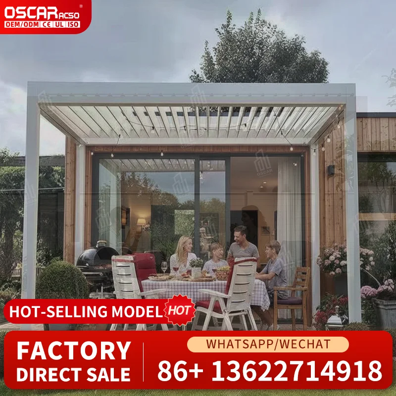 Aluminum Modern Luxury Garden Outdoor Leisure Pavilion with Modular Design Adjustable Features Storage Customizable for Backyard