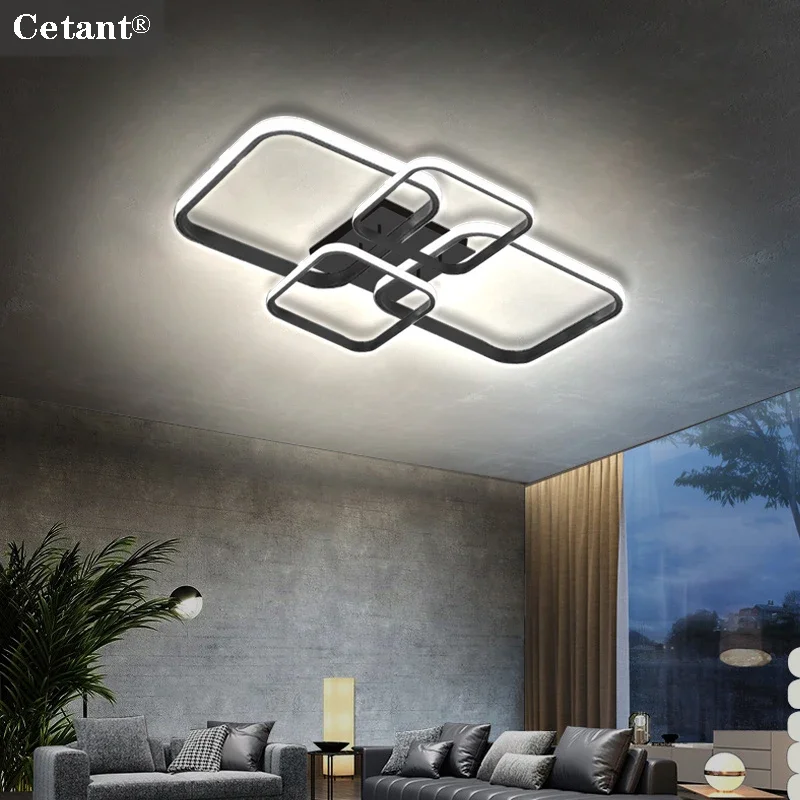 Modern LED Ceiling Light Creative 4 Rings Black White Home Decorative Lamp For Bedroom Living Room Restaurant Hotel Illumination