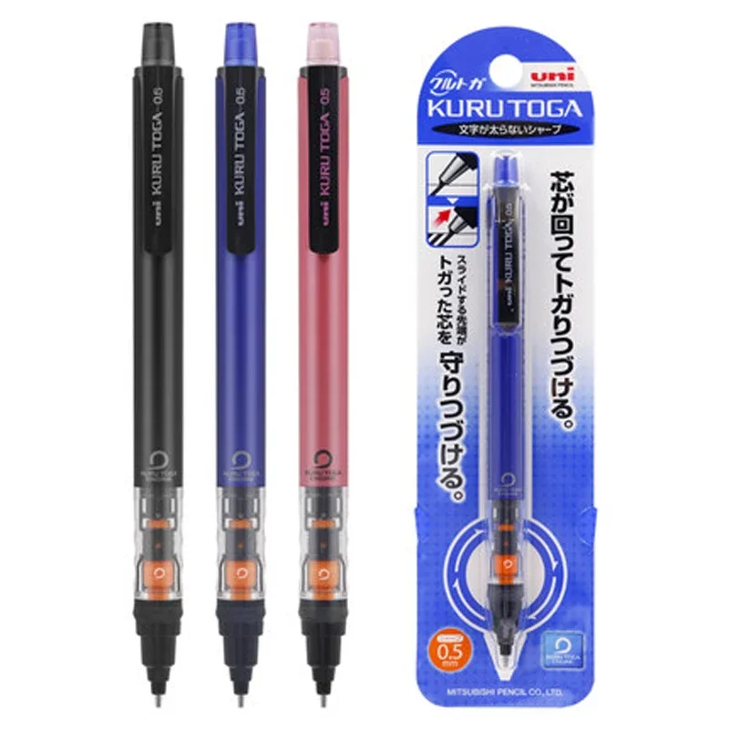 UNI Kuru Toga Mechanical Pencil Drawing Pencil 0.5mm Low Center of Gravity Automatic Rotation School Supplies Stationery M5-452
