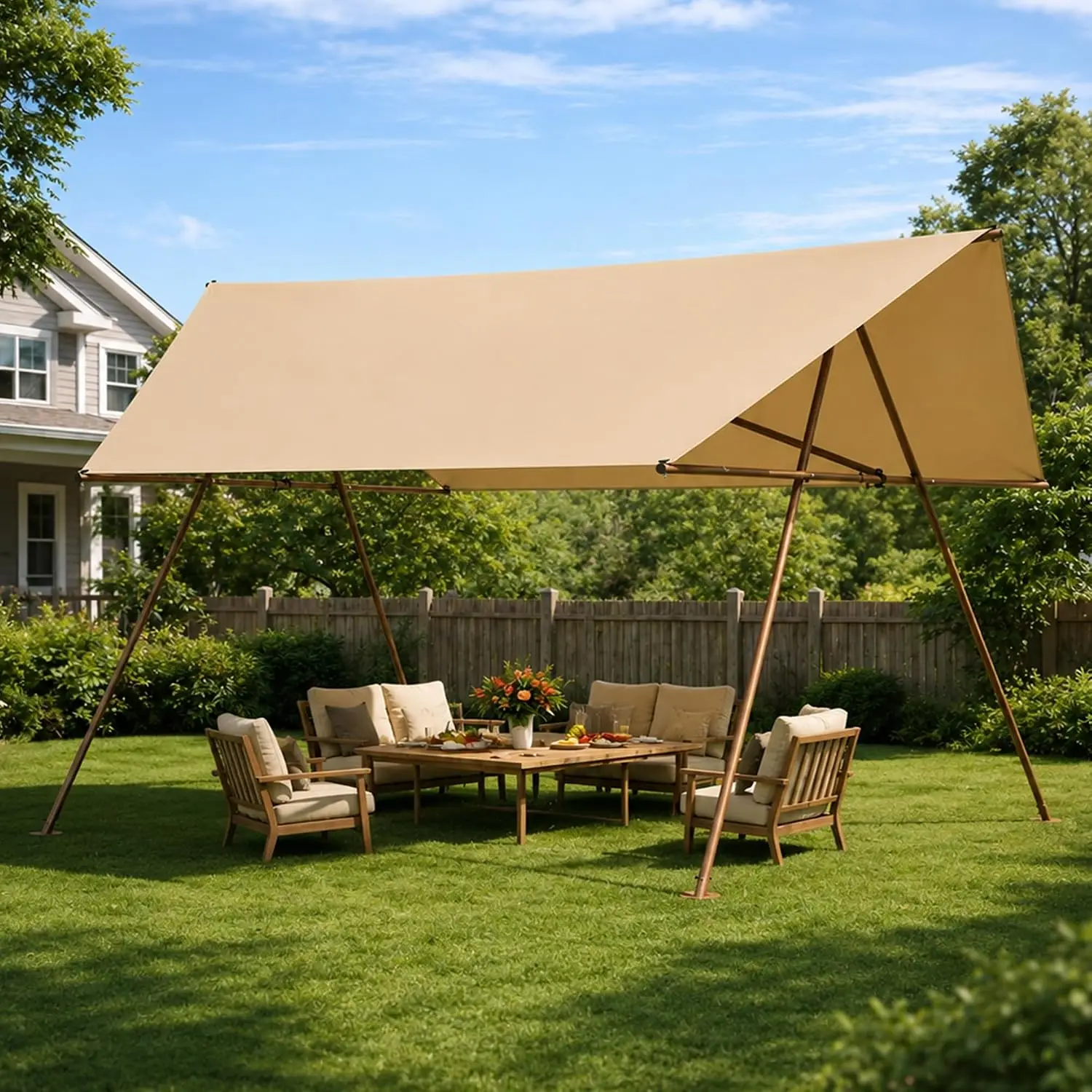 17x10FT Metal Frame Patio Canopy, Water Resistant UV-Resistant Gazebo Awning Shelter for Backyard Deck Garden, Customized