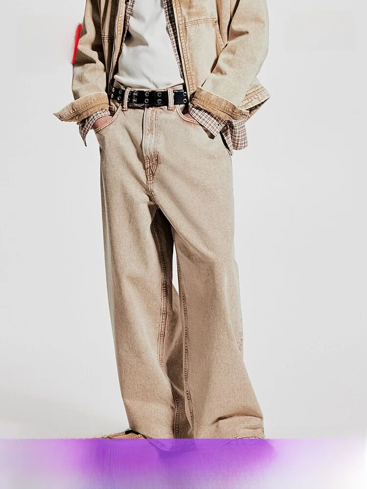 

Свободные, удобные, модные, простые мужские джинсы прямого кроя, повседневные длинные брюки H&M, весна 2025, 100% хлопок, стандартной толщины