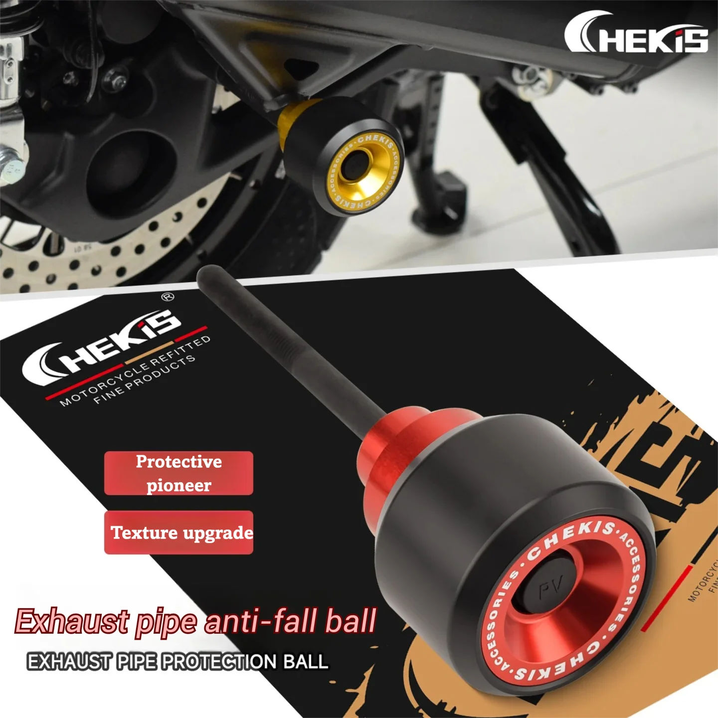 Chekis Suitable for 2026 Model V2 Zontes 368G/E/D/K/M Modified Exhaust Pipe Anti-Fall Bar, Reverse Protection Ball, Exhaust Anti-Collision Ball, Body Protection