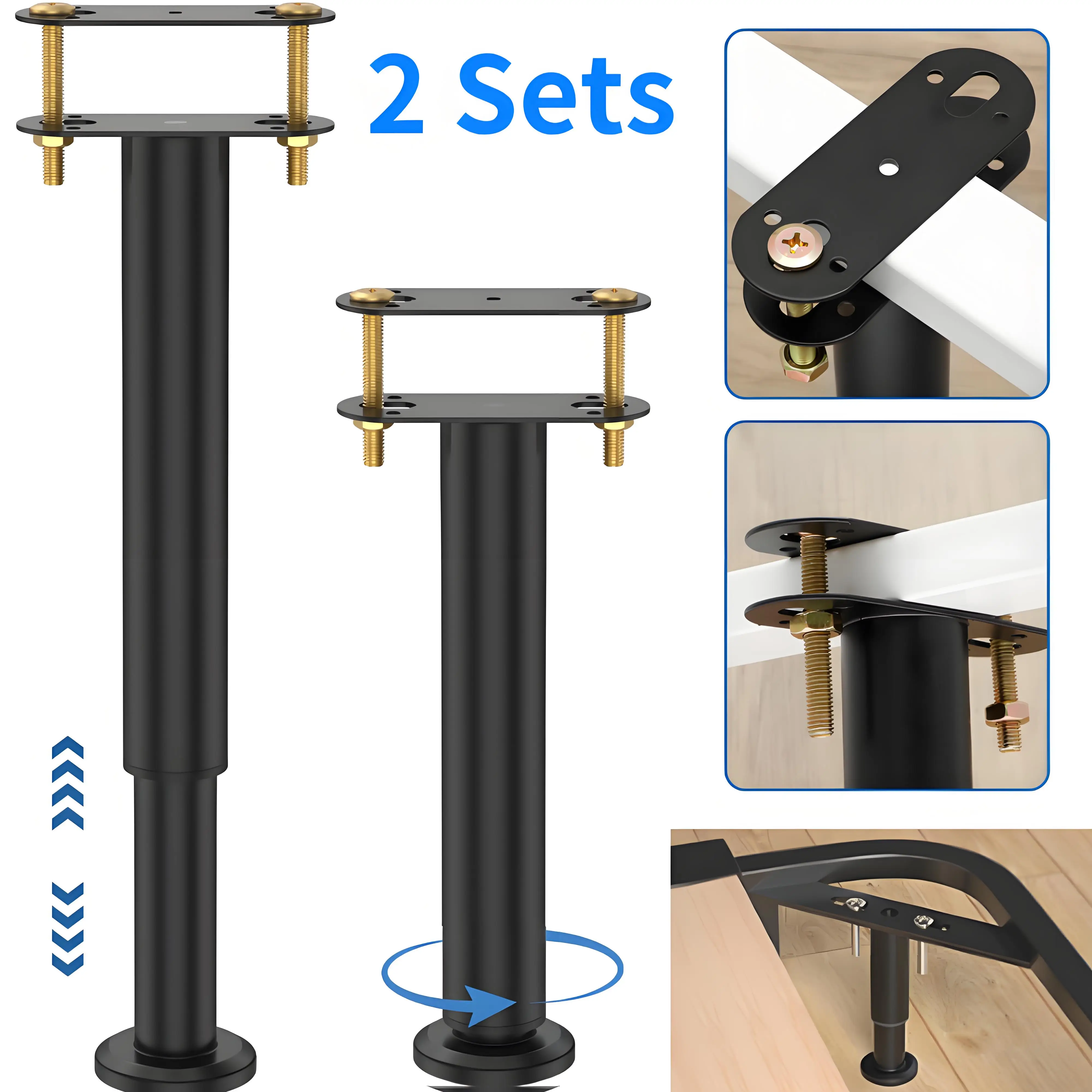 

2 шт. сверхмощные Т-образные рейки для кровати, поддержка 25-43 см, выдвижной стальной каркас, регулируемая по высоте конструкция для основания кровати, дивана, мебели