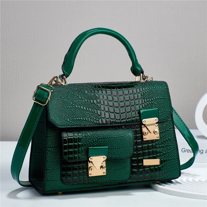 Women\'s 2023 Popular Crossbody Bags High Quality Handbag Crocodile Pattern PU Retro Single-Shoulder Bag Commuter Storage Satchel