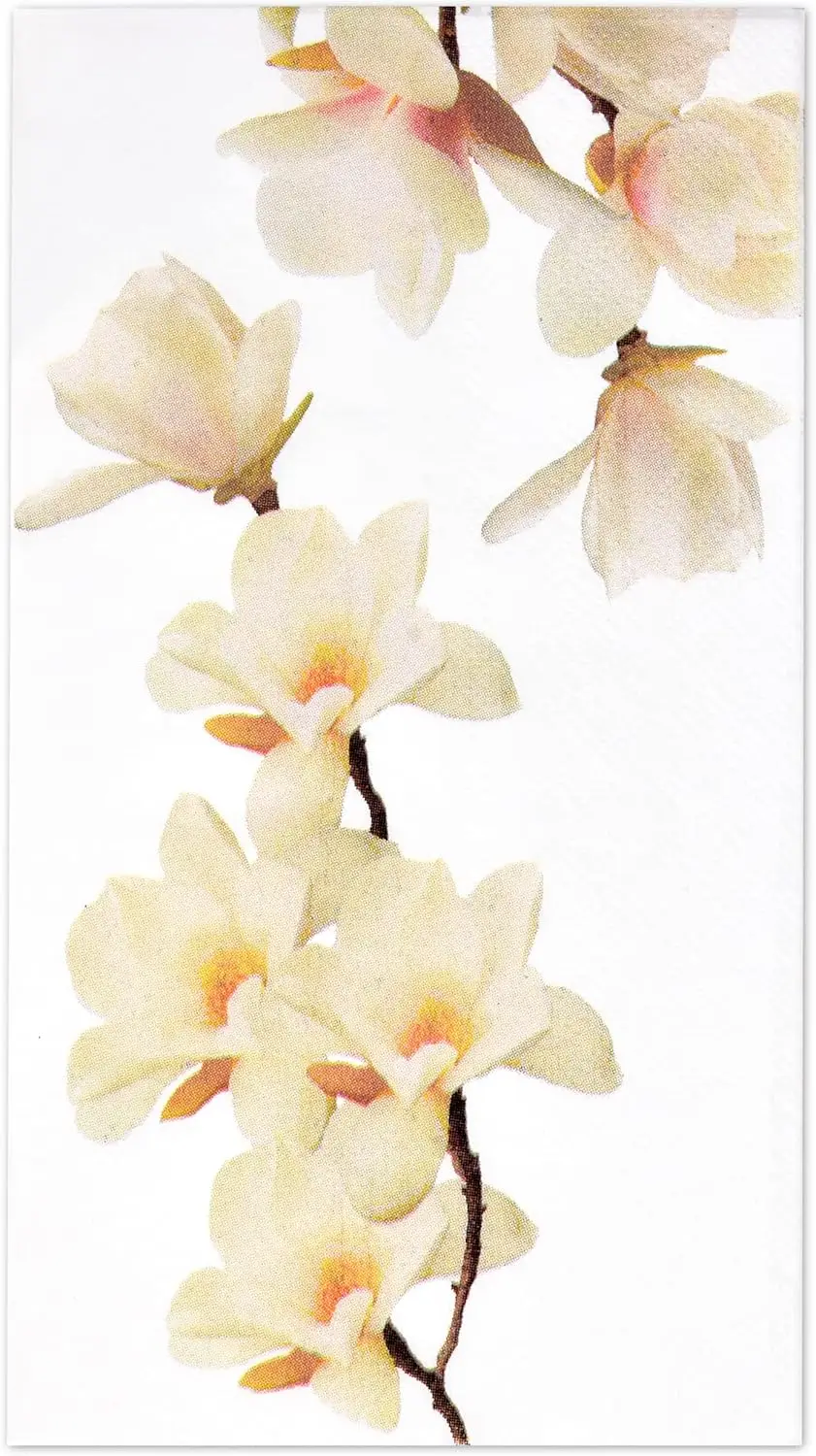 

Бумажные салфетки с цветочным узором «Белая магнолия» (90+ шт.) для свадеб, дней рождения и декоративного оформления