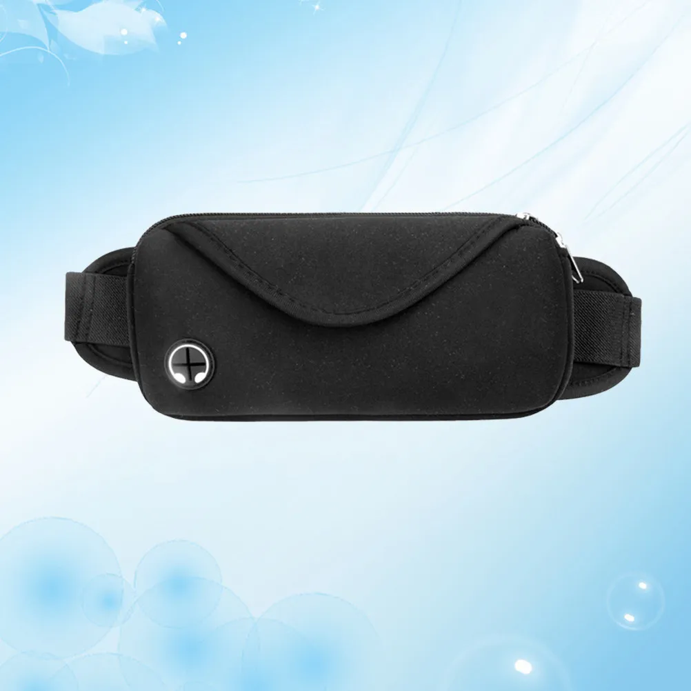 

Black Outdoor Running Waist Bag Lightweight Cloth Travel Hiking Zipper Waist Pouch Hands Free Earphone Hole Storage Pack