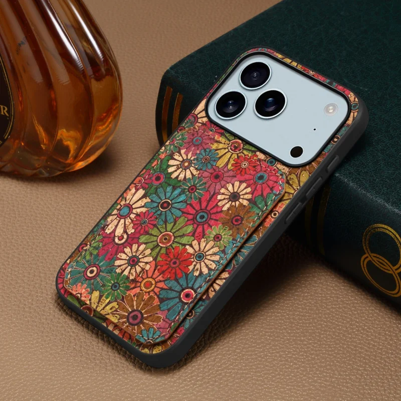 

ApplicableiPhone17ProMaxiPhone Case17Floral Language Invisible Insert Card Anti-Drop Stand Leather Case15Plus