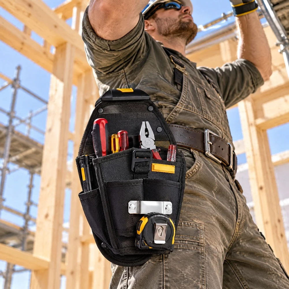 Sturdy 1680D Oxford Tool Waist Bag With For Quick Release Belt Clip For Electrician Drill Pouch Multi Pocket Work Belt Organizer