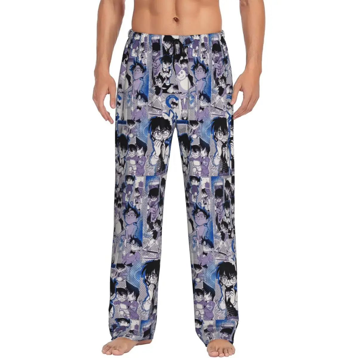 

Custom Print Funny Detectived Anime Conan Pajama Pants Men's Sleep Sleepwear Bottoms with Pockets