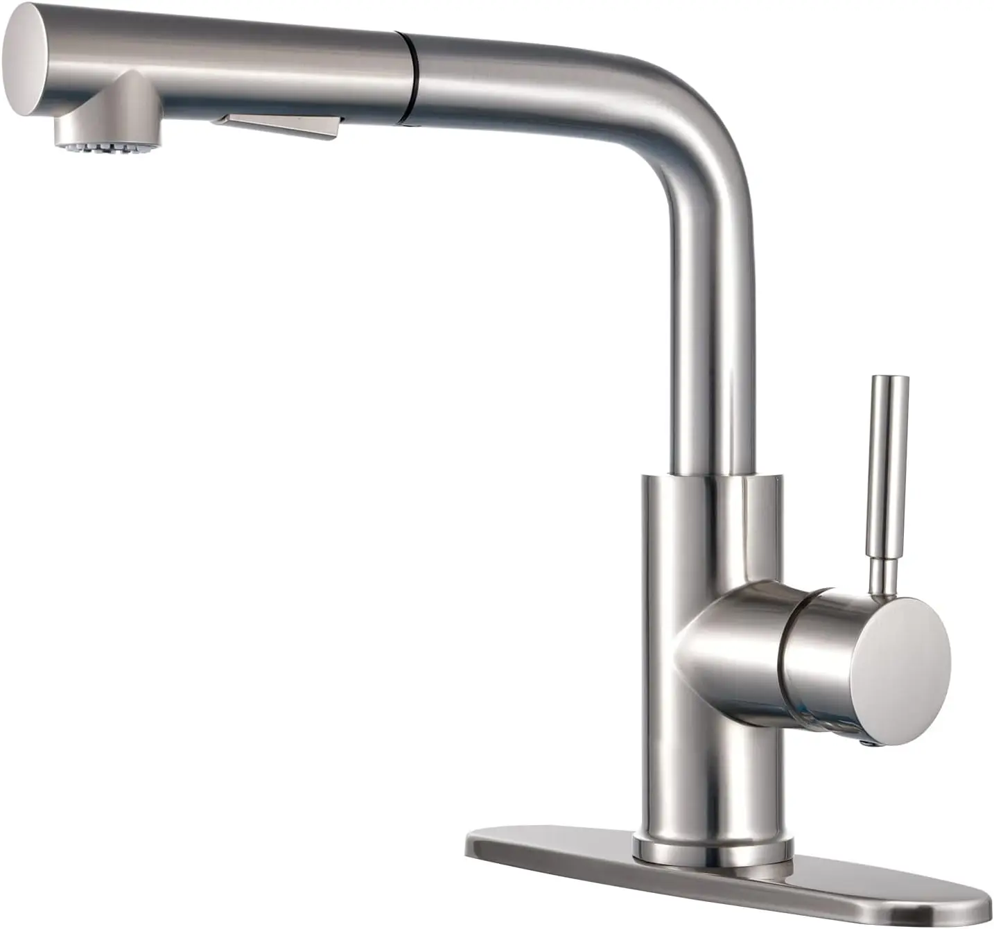 

Pull Down Sprayer Brushed Nickel Faucet for Sink - Single Lever, 3 Hole, Short Low Arc, RV/Utility Room