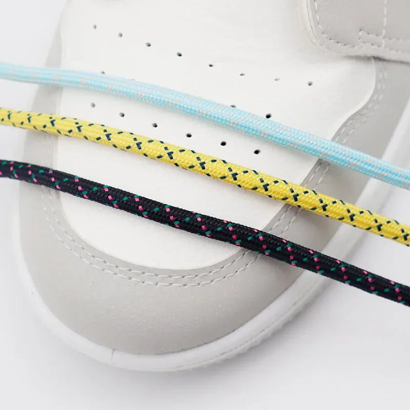 Coolstring Crossed Diagonal Shoelaces Polyester Fine Round Laces 5mm Twill Weave Drawstring for Hoodies Casual Shoes Sneakers