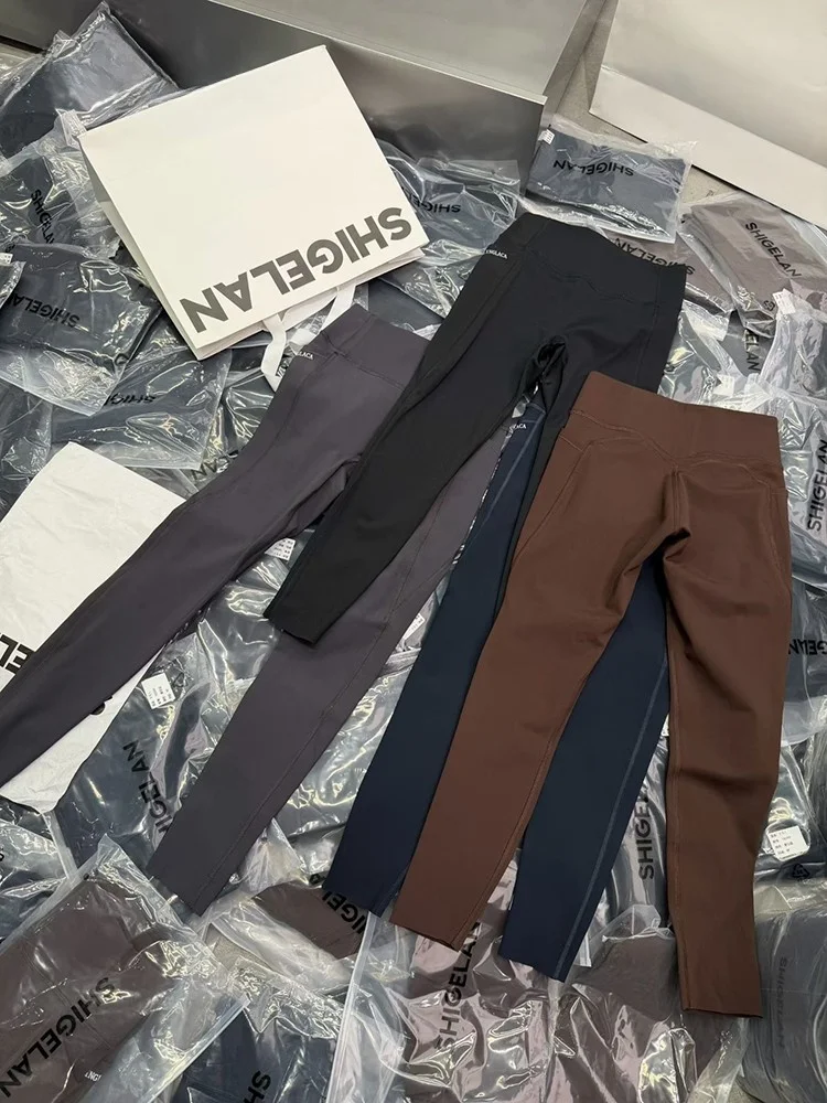 

High Waist Fce Lined Yoga Pants Warm Slimming Base Layer Trousers 6580 Letter Print High Elastici Comfortable Cotton Blend