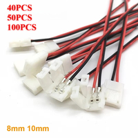 40/50/100PCS 2Pin Connector 8mm 10mm LED Light Conector No Soldering Power Wire Connector for 5050 2835 Single Color Strip Light