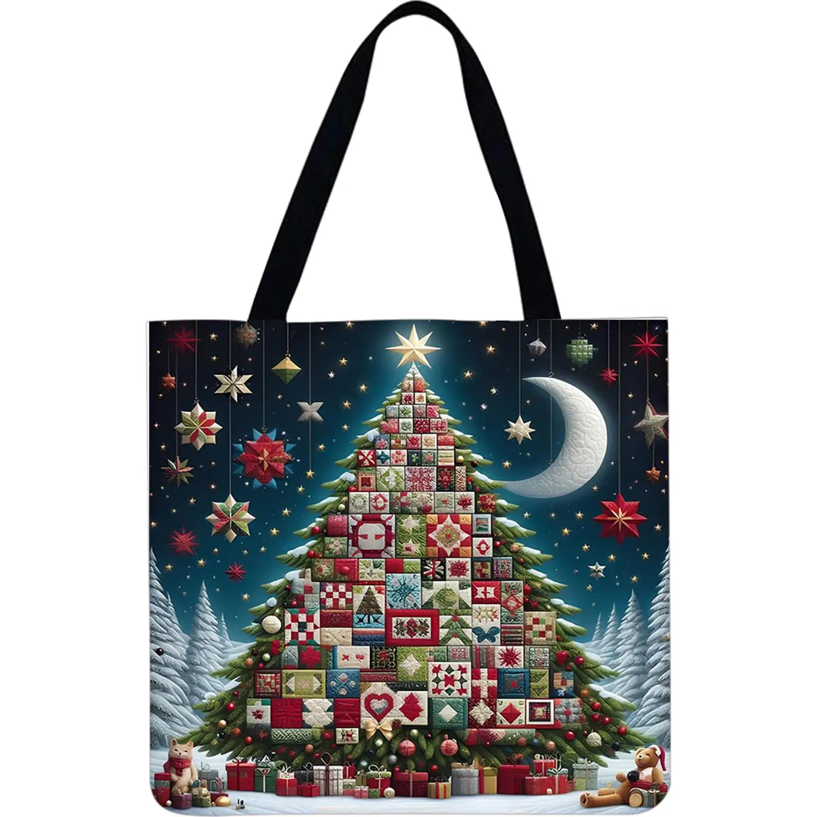 

4шт Рождественская елка льняная сумка-тоут сумка большой емкости женские сумки на плечо